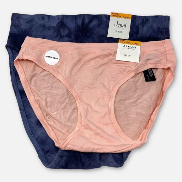 Jenni, Alfani NWT Women's 2 Pack Bundle Panties Mixed Styles SZ S Pink, Navy - Picture 1 of 7